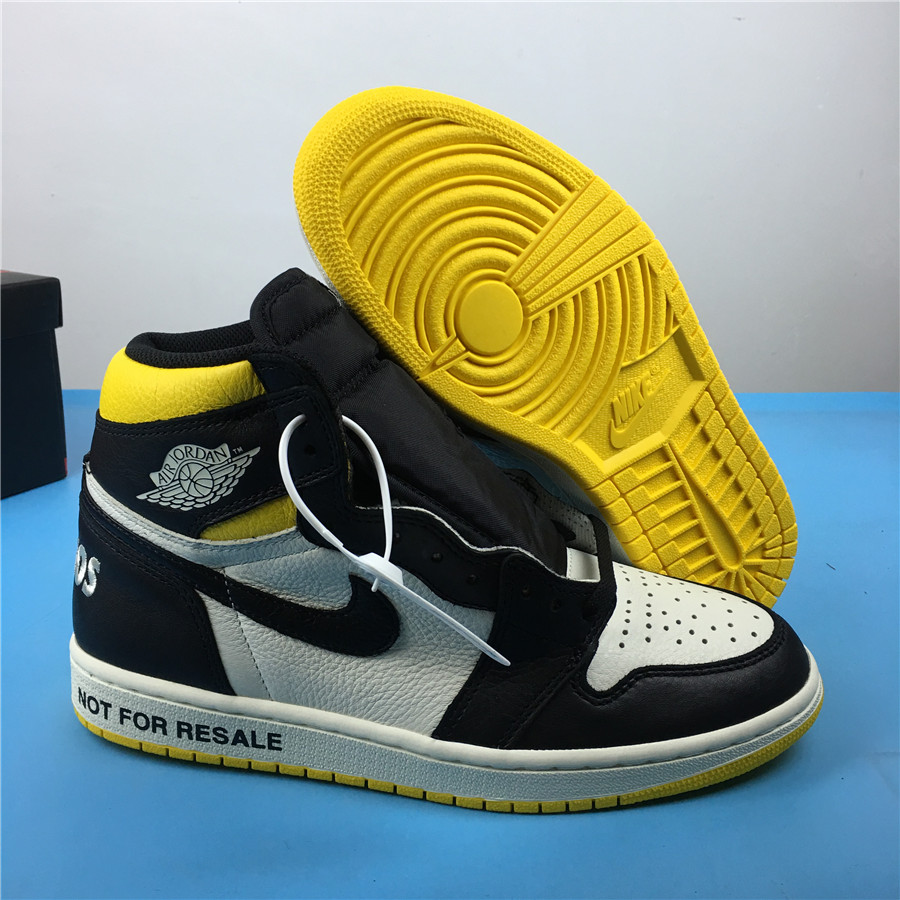Men Air Jordan 1 OG Not for Resale Black White Yellow Shoes